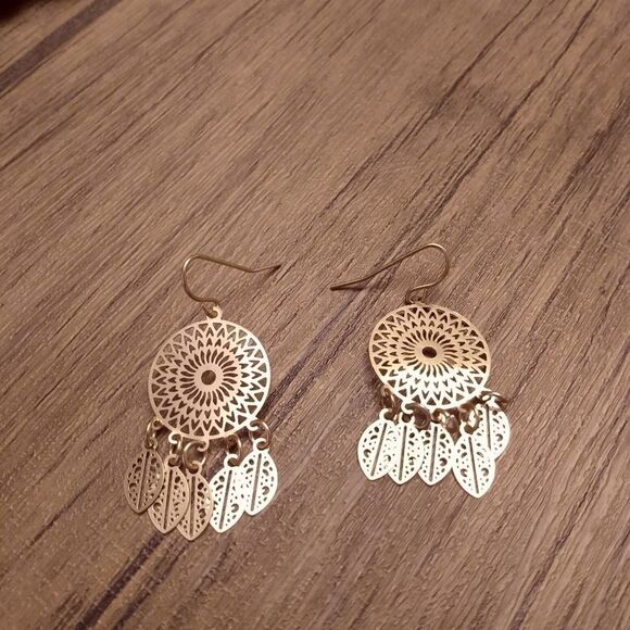 Champagne dreamcatcher earrings - Picture 1 of 2